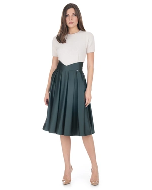 Dark green satin maxi skirt with a high waist | Skirts and Shorts | Dikastore.ro - 1 Dark green satin maxi skirt with a high waist | Skirts and Shorts - 1