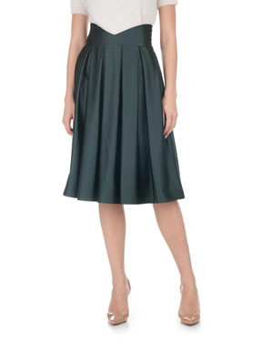 Dark green satin maxi skirt with a high waist | Skirts and Shorts | Dikastore.ro - 2 Dark green satin maxi skirt with a high waist | Skirts and Shorts - 2