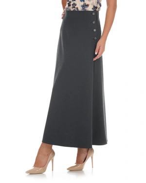 Dark navy midi skirt with an elegant A-line silhouette | Skirts - 1