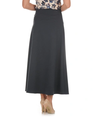 Dark navy midi skirt with an elegant A-line silhouette | Skirts - 3