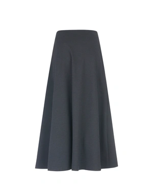 Dark navy midi skirt with an elegant A-line silhouette | Skirts - 4