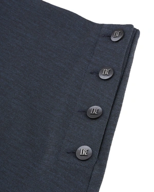 Dark navy midi skirt with an elegant A-line silhouette | Skirts - 5