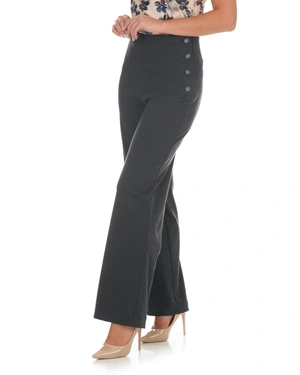 Dark navy women’s wide-leg trousers | Trousers - 1