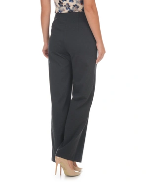 Dark navy women’s wide-leg trousers | Trousers - 3