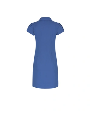 Denim blue linen shirt-style dress with short sleeves | NEW - 2