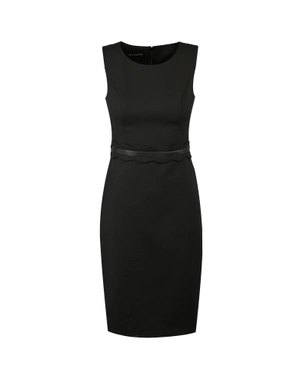 Dress with leather detail | 