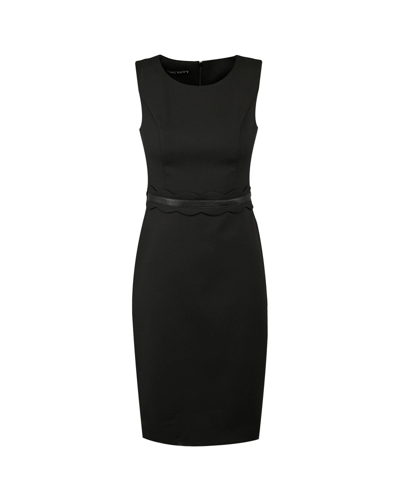 Dress with leather detail | 