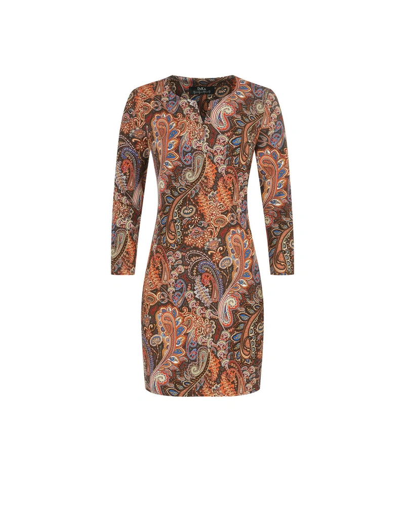 Dress with paisley motif in earthy tones | Dresses and Jumpsuits