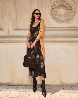 Dress with thin straps and leopard accents | Dresses - 8