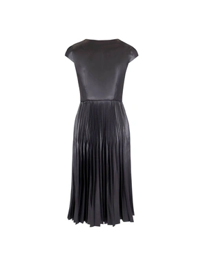 Eco-leather dress with a pleated lower part | Dresses - 2