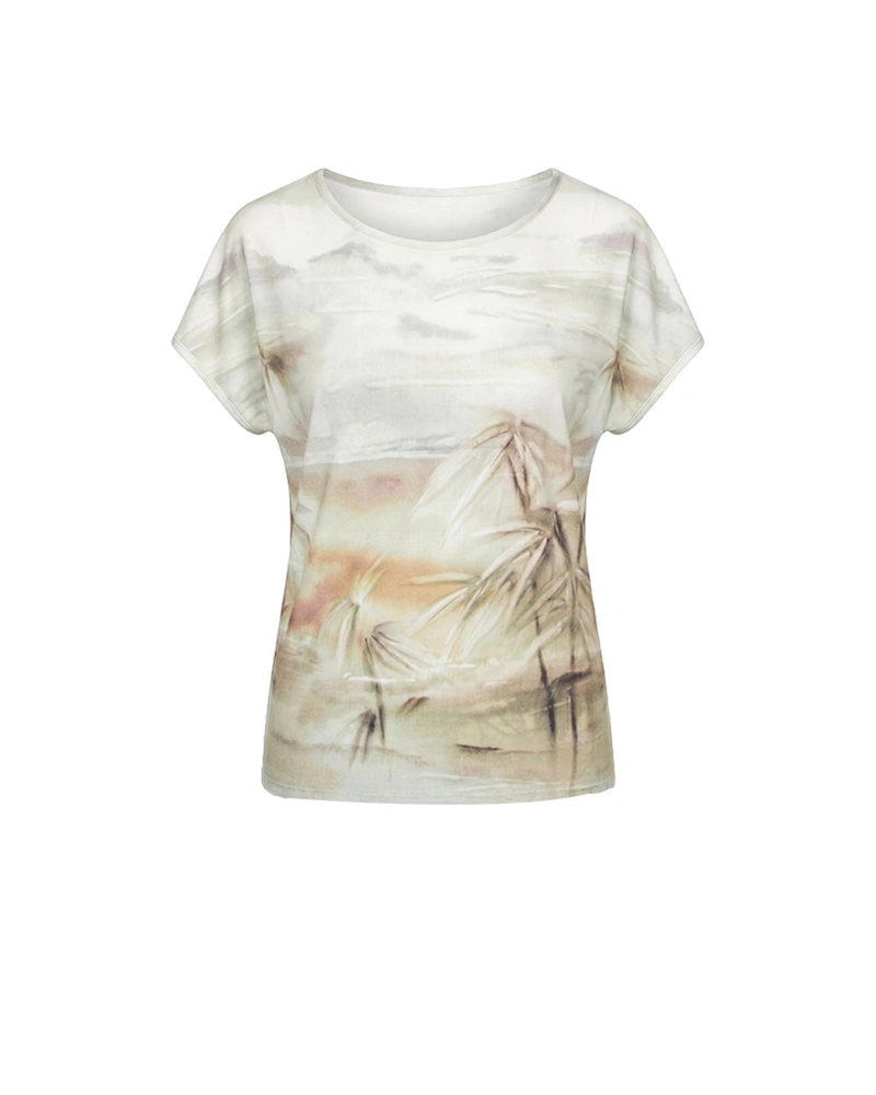 Tricou din viscoză elastică cu model stilizat iridescent | T-shirts