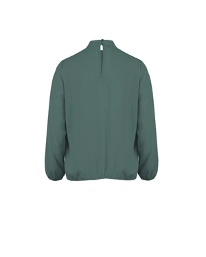 Elegant autumn blouse in dark green with a jabot | Blouses and Shirts - 1