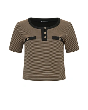Elegant beige blouse with contrasting black details | | Dika.ge Elegant beige blouse with contrasting black details |