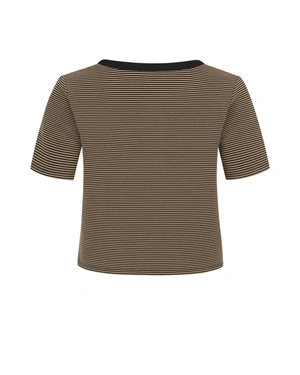 Elegant beige blouse with contrasting black details | | Dika.ge - 1 Elegant beige blouse with contrasting black details | - 1