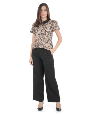 Elegant beige blouse with geometric black print and black collar | Blouses | Dika.ge - 5 Elegant beige blouse with geometric black print and black collar | Blouses - 5