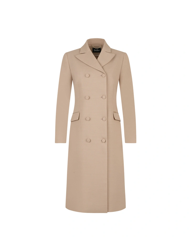 Elegant beige double-breasted coat | Jackets and Coats