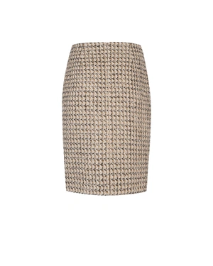 Fustă creion elegantă bej cu peplum și fir de lurex | Fuste - 1