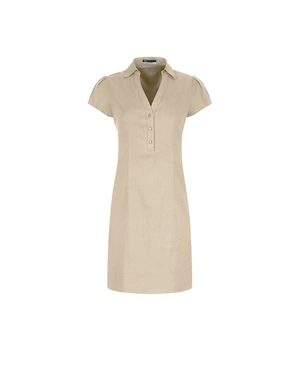 Elegant beige safari-style linen dress | Jeans - 3