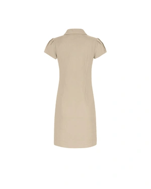 Elegant beige safari-style linen dress | Jeans - 4