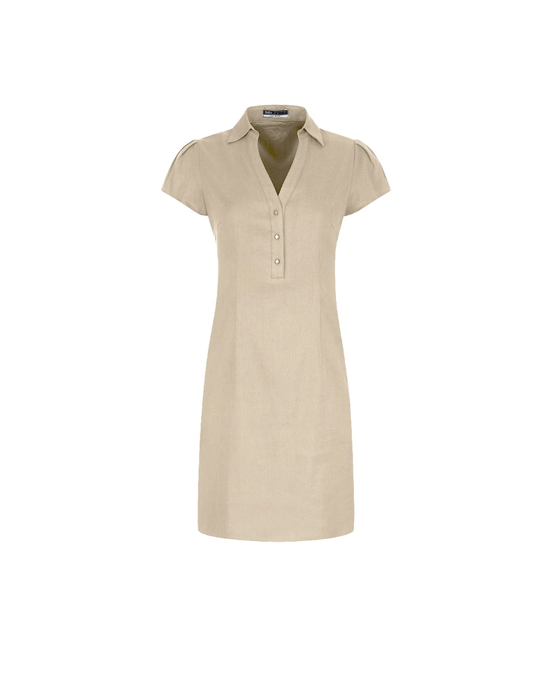 Elegant beige safari-style linen dress | Dresses