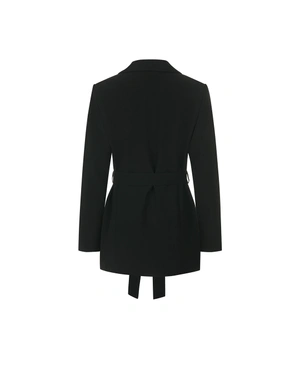 Elegant black blazer with fabric belt | Jackets and Coats - 1