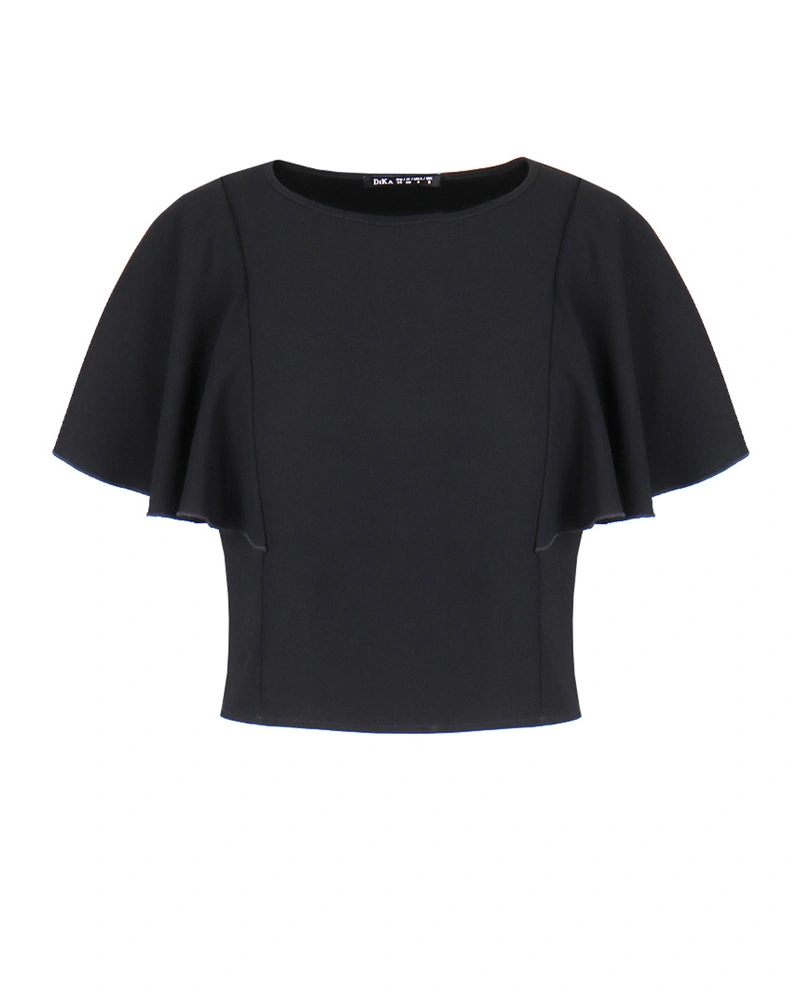 Bluză elegantă neagră cu mâneci tip liliac | Bluze