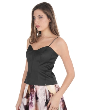 Top elegant negru tip bustier cu bretele subțiri | Casual - 2
