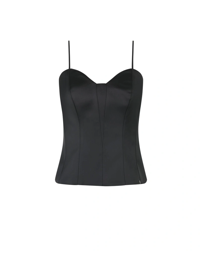 Top elegant negru tip bustier cu bretele subțiri | Casual