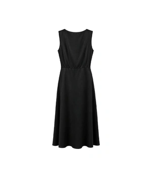 Elegant black dress in rayon viscose and linen blend | Dresses - 3