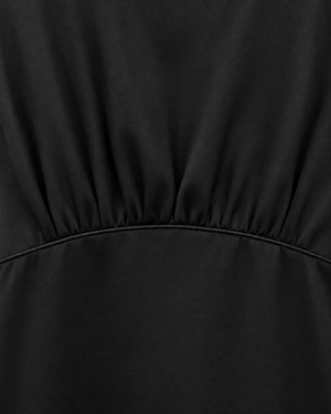 Elegant black dress in rayon viscose and linen blend | Dresses - 4