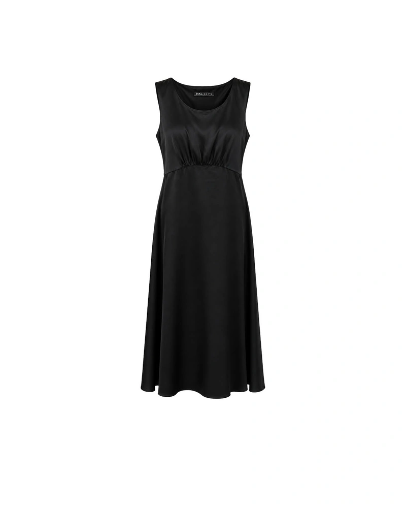 Elegant black dress in rayon viscose and linen blend | Dresses