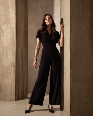 Elegant black women's jumpsuit with wide-leg trousers | Jumpsuites - 1