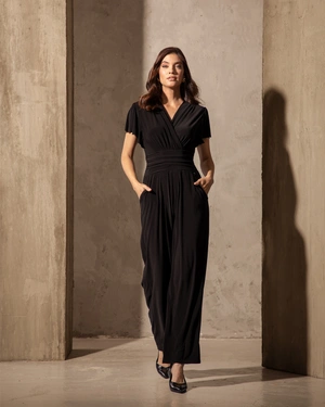 Elegant black women's jumpsuit with wide-leg trousers | Jumpsuites - 3