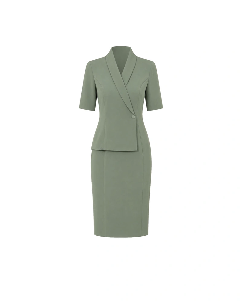 Elegant blazer-style dress in an Eucalyptus shade | Dresses