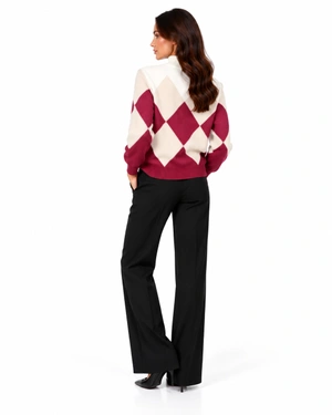 Pulover elegant cu model argyle în nuanțe de albastru și crem | Pulovere - 2