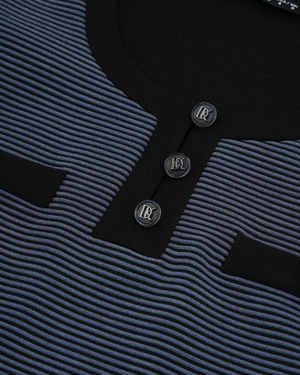 Elegant blue blouse with contrasting black details | Blouses and Shirts - 2
