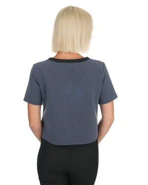 Elegant blue blouse with contrasting black details | Blouses and Shirts - 4
