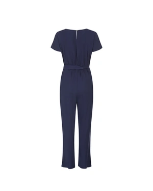 ელეგანტური მუქი ლურჯი 100% ვისკოზის კომბინიზონი ქამრით | კომბინეზონები - 4