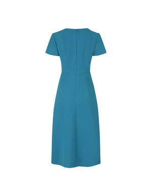 Elegant dress in crystal turquoise with an artistic collar | Dresses - 7