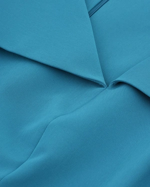 Elegant dress in crystal turquoise with an artistic collar | Dresses - 8