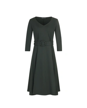 Elegant dress in military green with V-neck and flared hem | All products | Dika.test Elegant dress in military green with V-neck and flared hem | All products