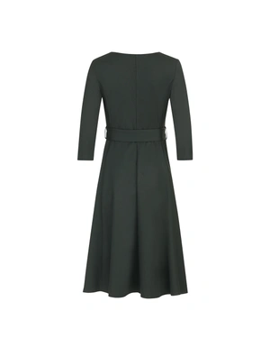 Elegant dress in military green with V-neck and flared hem | All products | Dika.test - 1 Elegant dress in military green with V-neck and flared hem | All products - 1