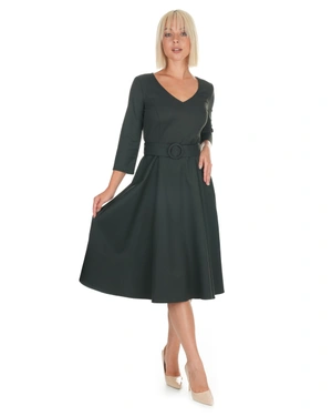 Elegant dress in military green with V-neck and flared hem | All products | Dika.test - 3 Elegant dress in military green with V-neck and flared hem | All products - 3