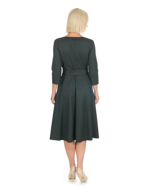 Elegant dress in military green with V-neck and flared hem | All products | Dika.test - 4 Elegant dress in military green with V-neck and flared hem | All products - 4