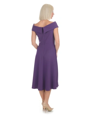 Elegant dress with dropped shoulders in dark purple. | Dresses - 8