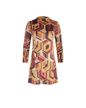 Elegant dress with geometric print in earthy tones | Dresses and Jumpsuits | Dika.test Elegant dress with geometric print in earthy tones | Dresses and Jumpsuits