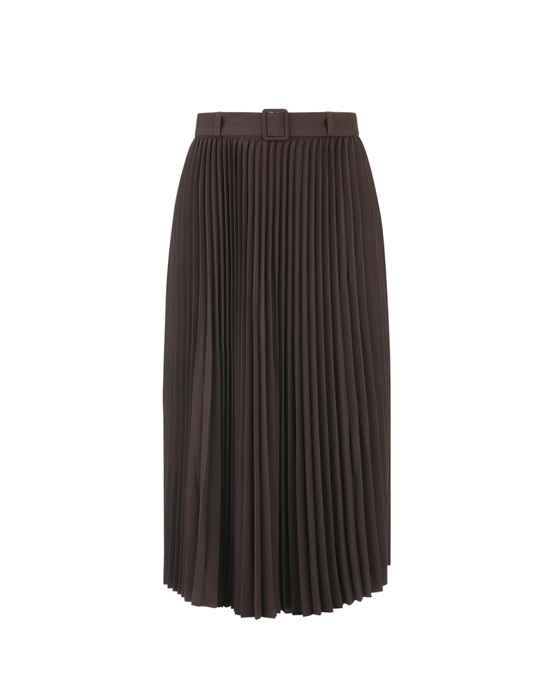 Elegant finely pleated skirt in dark brown | Skirts and Shorts