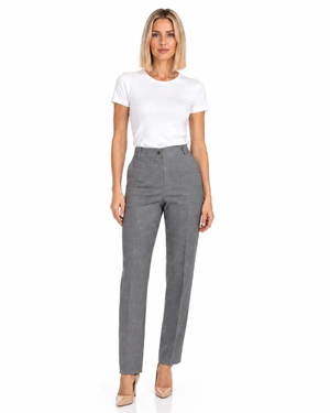 Elegant grey trousers with wool and viscose | Trousers - 1
