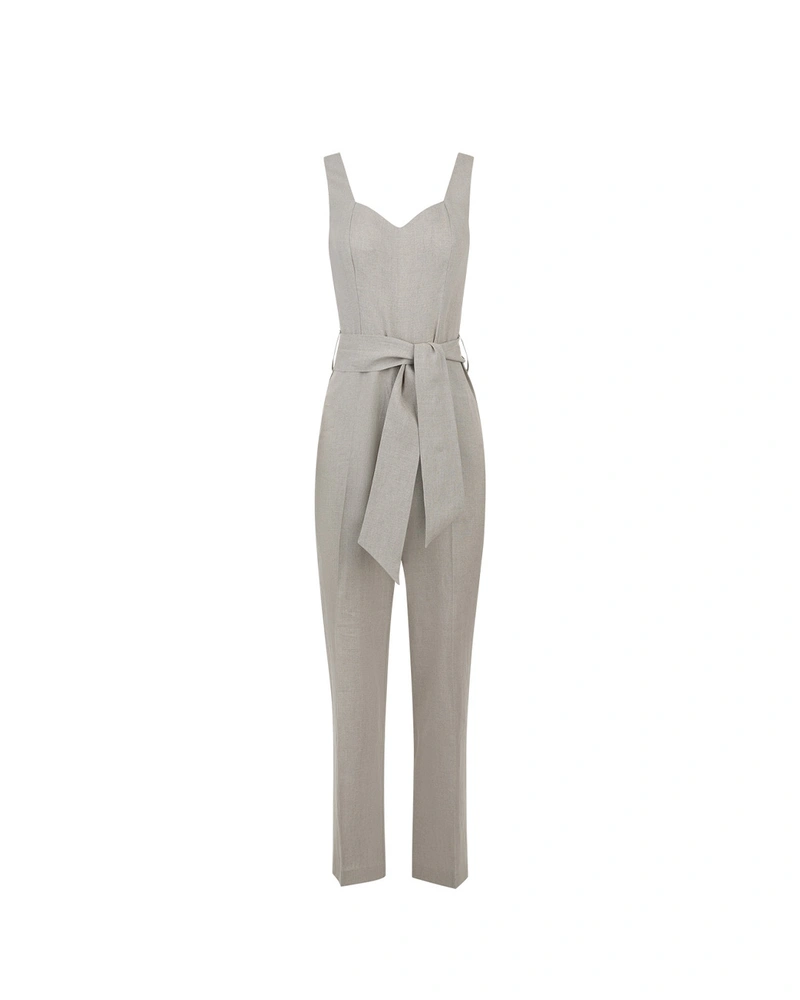 Elegant jumpsuit from 100% linen with an accent on the waist | Jumpsuites