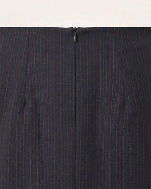 Elegant navy blue pencil business skirt with very fine stripes | Skirts and Shorts - 4